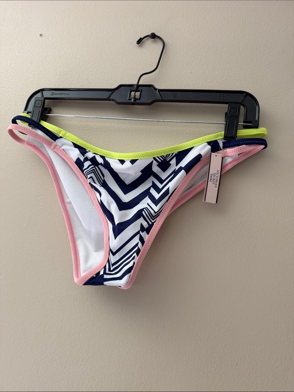 Victoria's Secret Navy Chevron Bikini Bottom with Pink & Neon Trim